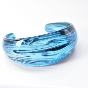 Blue Art Glass and Goldfleck Bangle